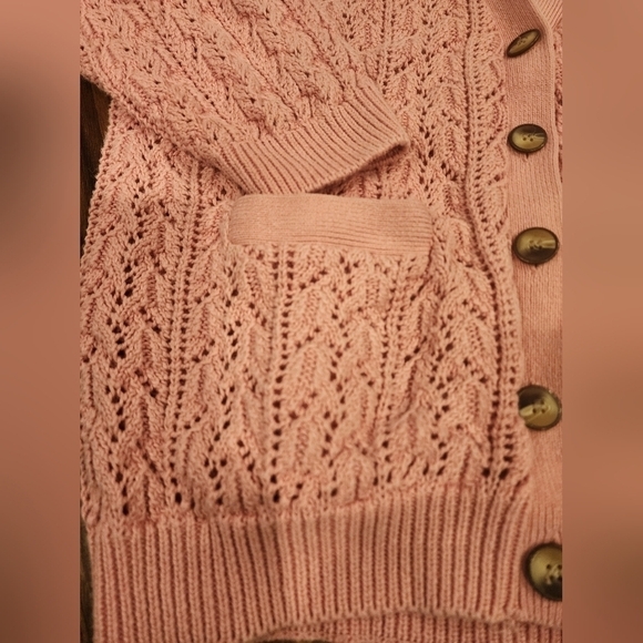Vintage Renny Crochet Knit Button Sweater  Cardigan Ramie/Cotton Blend - Picture 5 of 11